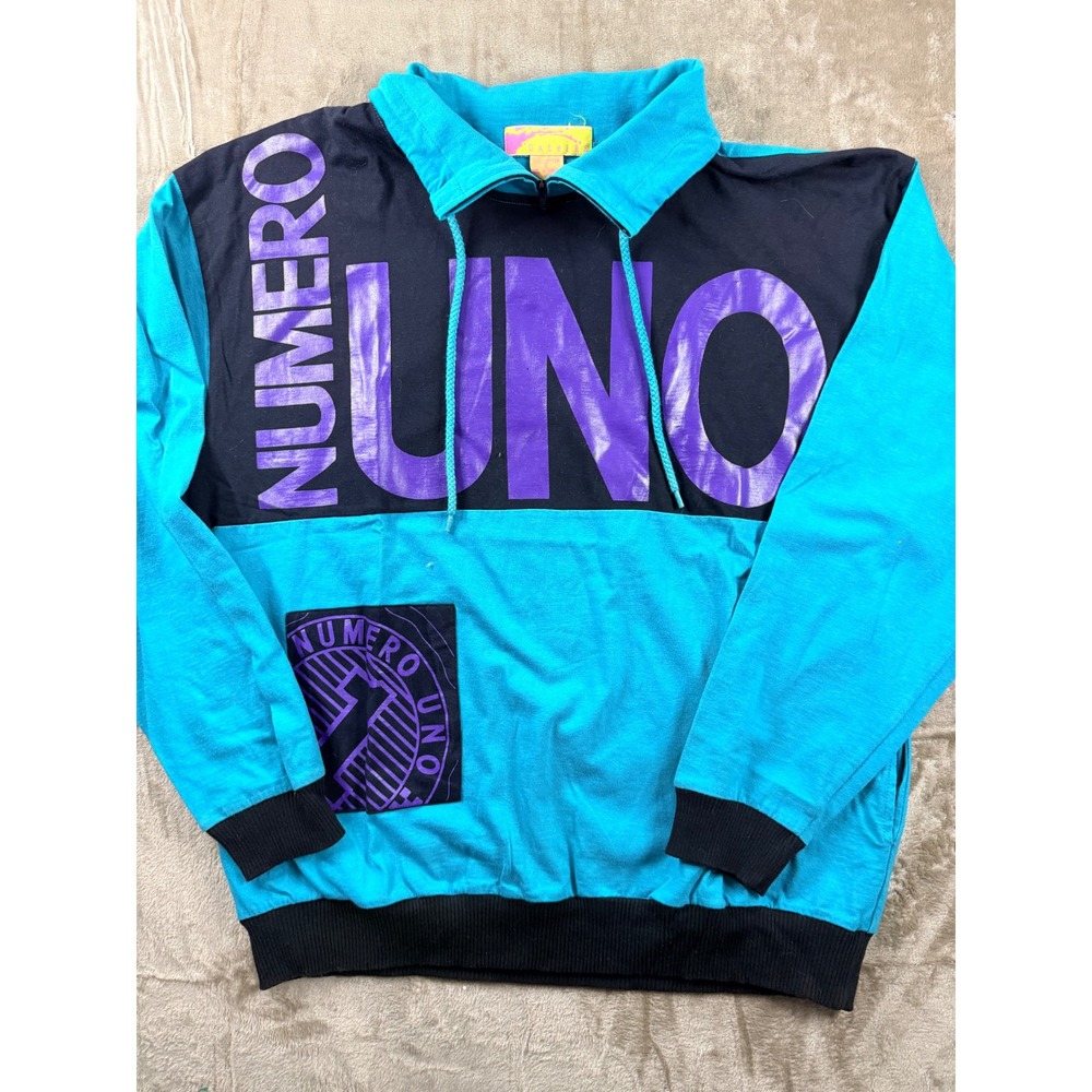 Vintage‎ Dashers Numero Uno Colorblock Sweatshirt Mens S Retro Streetwear 90s